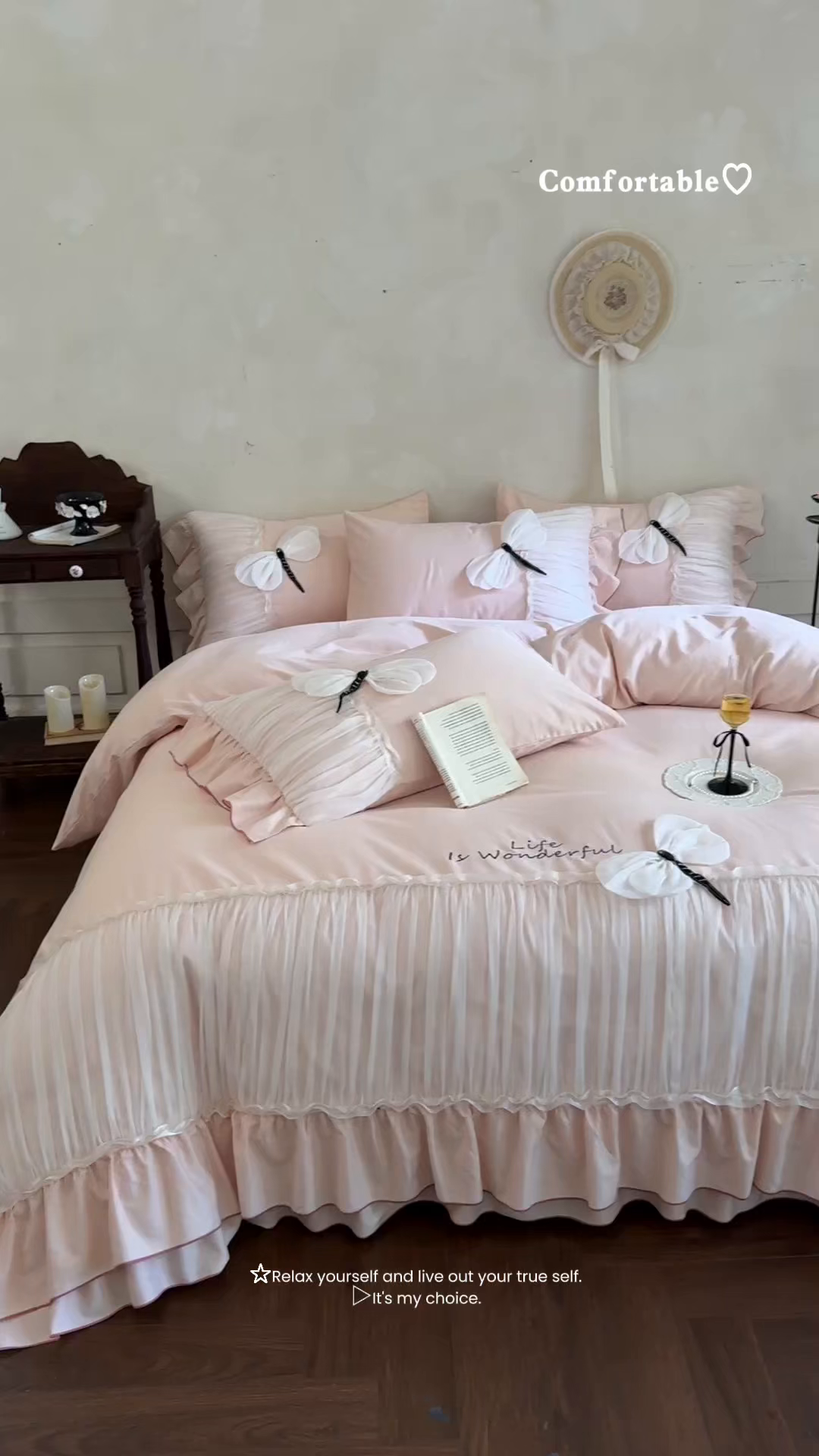 91家纺网 家纺一手货源 找家纺 美娘阁 2025新款长绒棉全棉提花居家款四件套-芙莉亚 芙莉亚（仙粉）