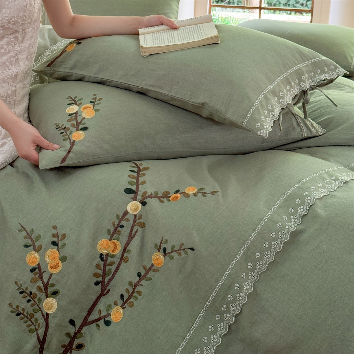 91家纺网 家纺一手货源 找家纺 （总）美娘阁 2025新款长绒棉全棉提花居家款四件套-依初