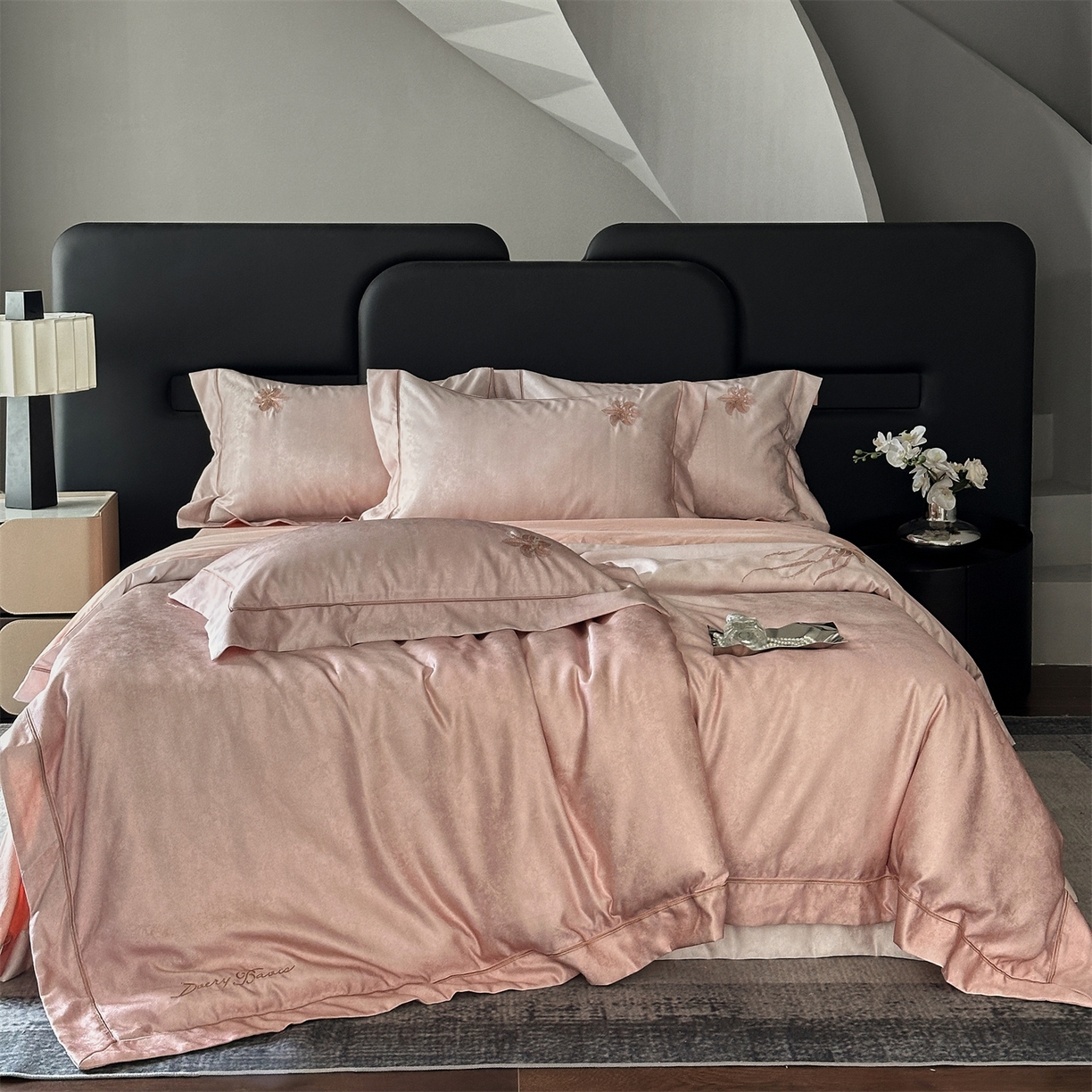 美娘阁 2025新款长绒棉全棉提花居家款四件套-安露丝 安露丝（粉）