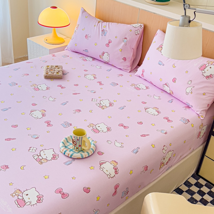 91家纺网 家纺一手货源 找家纺 （总）金丝鸟家纺 2025新款三丽鸥系列全棉斜纹13370单品床笠