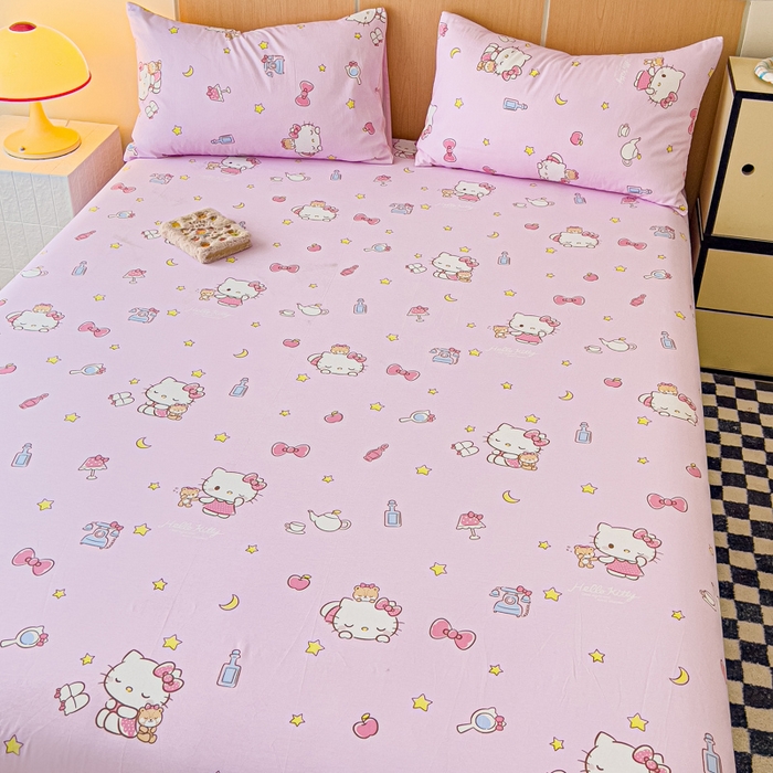 91家纺网 家纺一手货源 找家纺 （总）金丝鸟家纺 2025新款三丽鸥系列全棉斜纹13370单品床笠