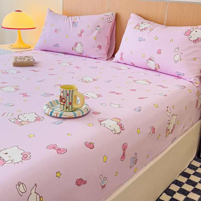 91家纺网 家纺一手货源 找家纺 （总）金丝鸟家纺 2025新款三丽鸥系列全棉斜纹13370单品床笠