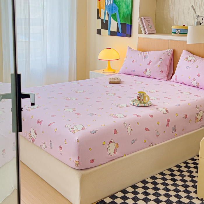 91家纺网 家纺一手货源 找家纺 （总）金丝鸟家纺 2025新款三丽鸥系列全棉斜纹13370单品床笠