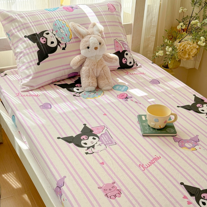 91家纺网 家纺一手货源 找家纺 （总）金丝鸟家纺 2025新款三丽鸥系列全棉斜纹13370单品床笠-学生床