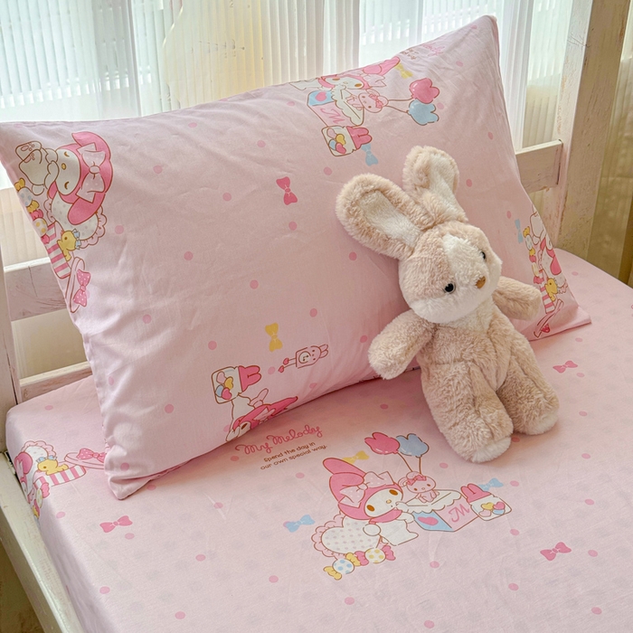 金丝鸟家纺 2025新款三丽鸥系列全棉斜纹13370单品床笠-学生床 波点美乐蒂