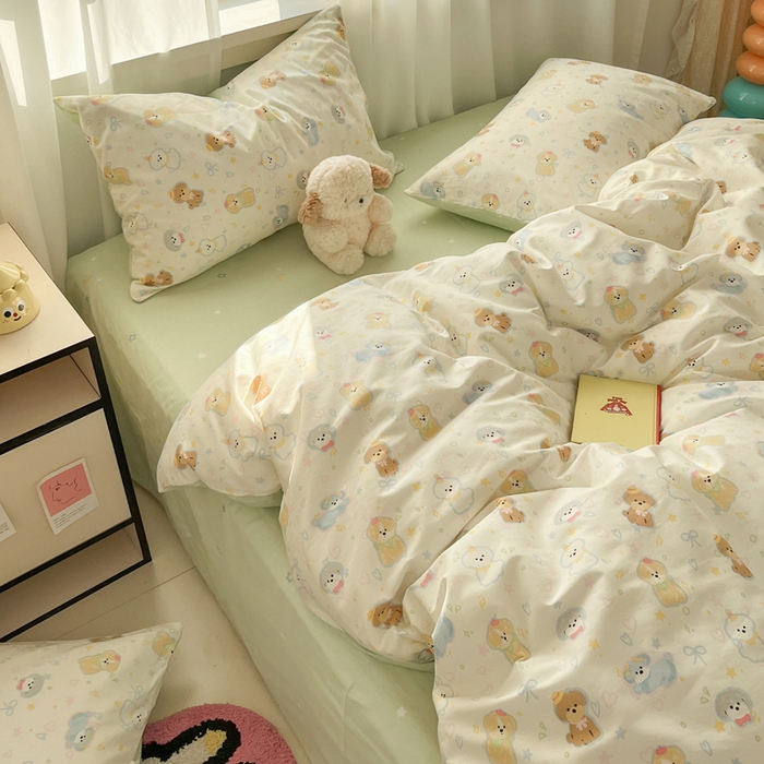 91家纺网 家纺一手货源 找家纺 盛馨家纺 2025年开学季秋冬新品小清新全棉学生三件套四件套床笠四件套跑量款系列 安妮狗