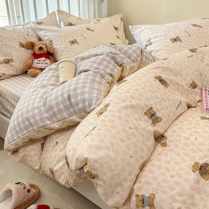 91家纺网 家纺一手货源 找家纺 盛馨家纺 2025年开学季秋冬新品小清新全棉学生三件套四件套床笠四件套跑量款系列 布偶熊