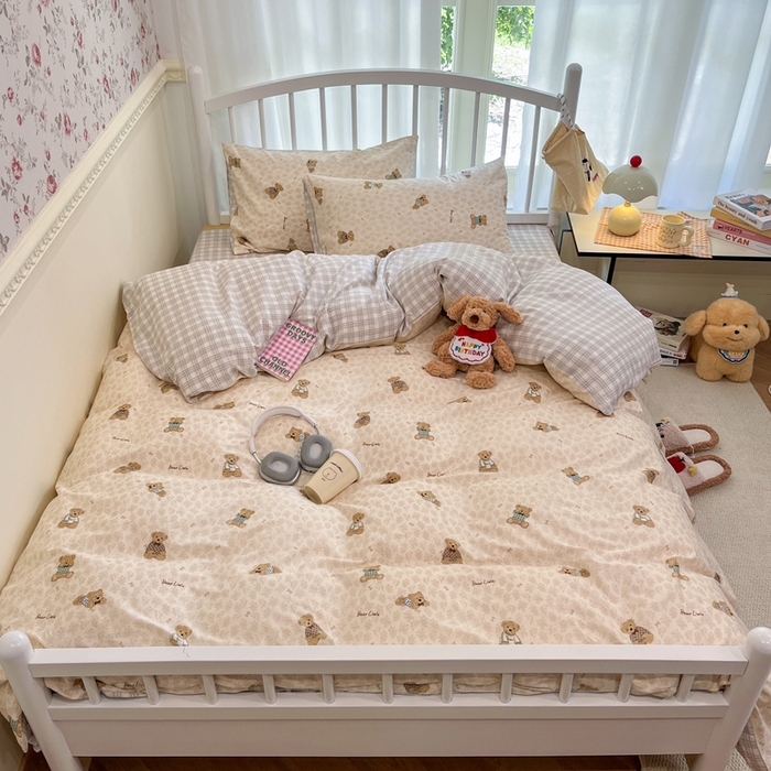 91家纺网 家纺一手货源 找家纺 盛馨家纺 2025年开学季秋冬新品小清新全棉学生三件套四件套床笠四件套跑量款系列 布偶熊