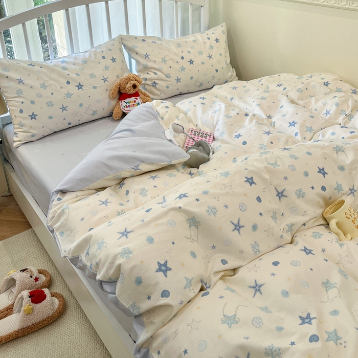 盛馨家纺 2025年开学季秋冬新品小清新全棉学生三件套四件套床笠四件套跑量款系列 海底世界