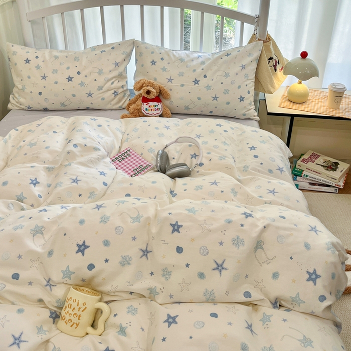 91家纺网 家纺一手货源 找家纺 盛馨家纺 2025年开学季秋冬新品小清新全棉学生三件套四件套床笠四件套跑量款系列 海底世界