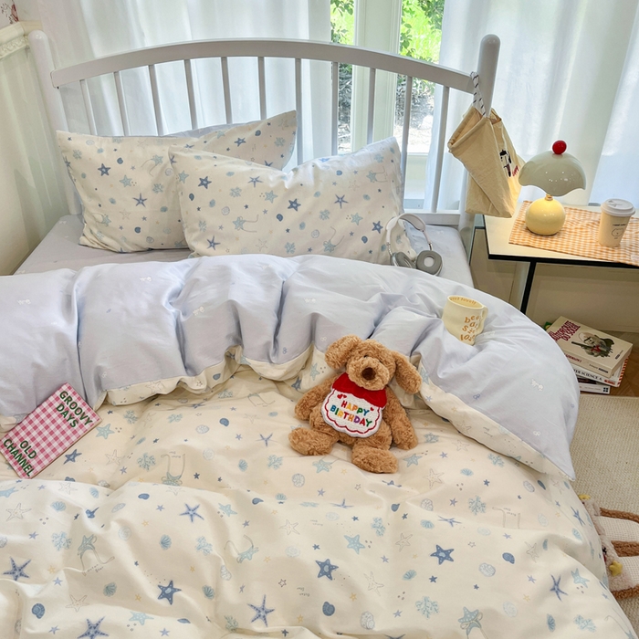 91家纺网 家纺一手货源 找家纺 盛馨家纺 2025年开学季秋冬新品小清新全棉学生三件套四件套床笠四件套跑量款系列 海底世界