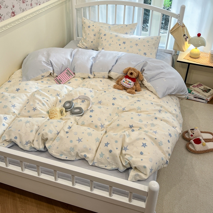 91家纺网 家纺一手货源 找家纺 盛馨家纺 2025年开学季秋冬新品小清新全棉学生三件套四件套床笠四件套跑量款系列 海底世界