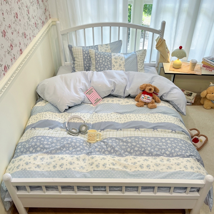 91家纺网 家纺一手货源 找家纺 盛馨家纺 2025年开学季秋冬新品小清新全棉学生三件套四件套床笠四件套跑量款系列 蝴蝶兰