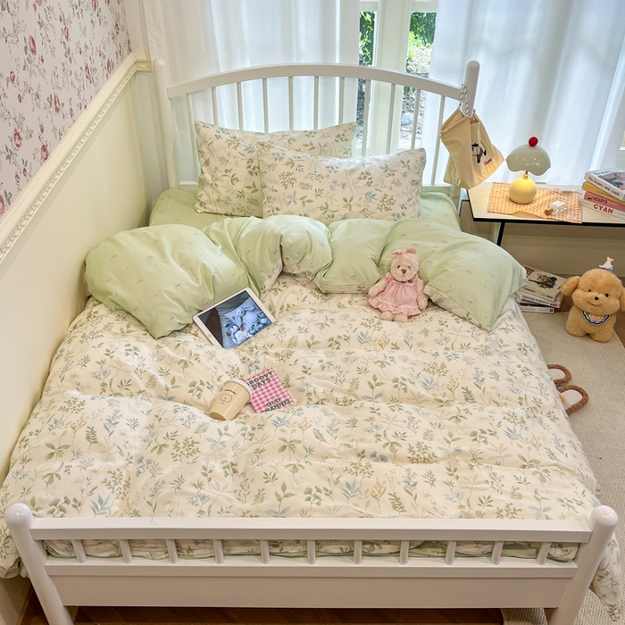 91家纺网 家纺一手货源 找家纺 盛馨家纺 2025年开学季秋冬新品小清新全棉学生三件套四件套床笠四件套跑量款系列 花草之家