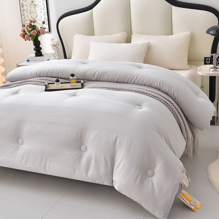 91家纺网 家纺一手货源 找家纺 小牛席业 2025新款全棉小提花大豆被被子被芯冬被 全棉小提花被芯系列 (小提花灰）