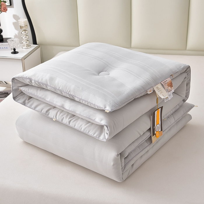 91家纺网 家纺一手货源 找家纺 小牛席业 2025新款全棉小提花大豆被被子被芯冬被 全棉小提花被芯系列 (小提花灰）