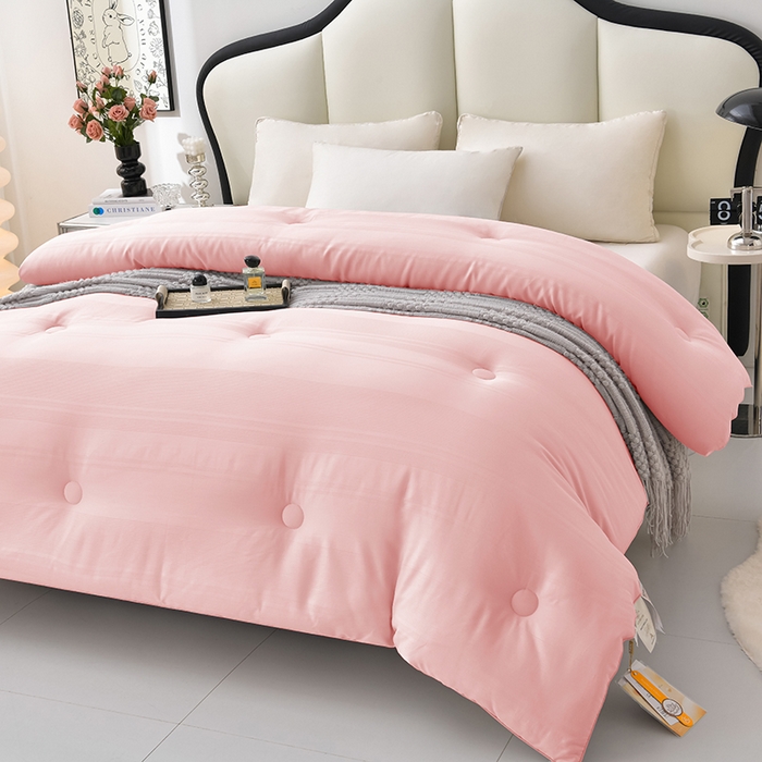 91家纺网 家纺一手货源 找家纺 小牛席业 2025新款全棉小提花大豆被被子被芯冬被 全棉小提花被芯系列 (小提花粉）