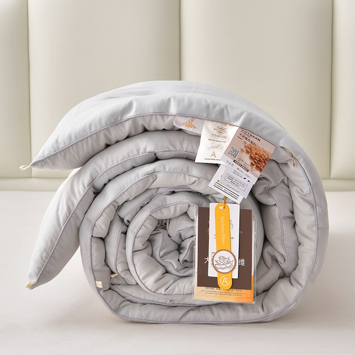 91家纺网 家纺一手货源 找家纺 小牛席业 2025新款全棉小提花大豆被被子被芯冬被 全棉小提花被芯系列 (小提花灰）