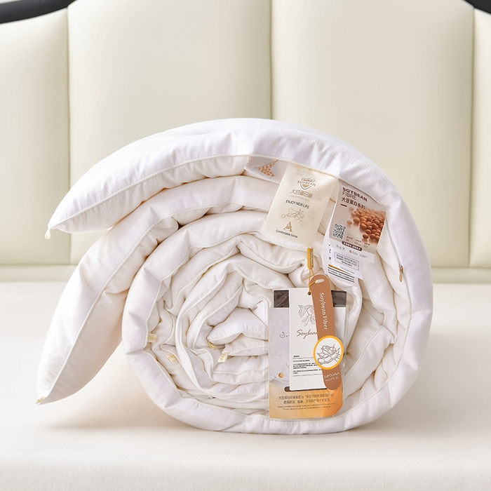 91家纺网 家纺一手货源 找家纺 小牛席业 2025新款全棉小提花大豆被被子被芯冬被 全棉小提花被芯系列 (小提花白）