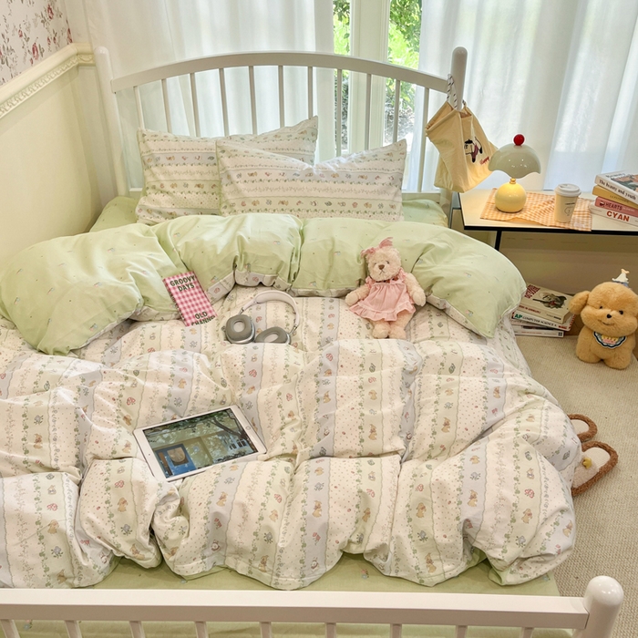 91家纺网 家纺一手货源 找家纺 盛馨家纺 2025年开学季秋冬新品小清新全棉学生三件套四件套床笠四件套跑量款系列 眠眠兔岛