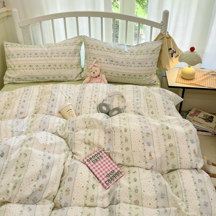 91家纺网 家纺一手货源 找家纺 盛馨家纺 2025年开学季秋冬新品小清新全棉学生三件套四件套床笠四件套跑量款系列 眠眠兔岛