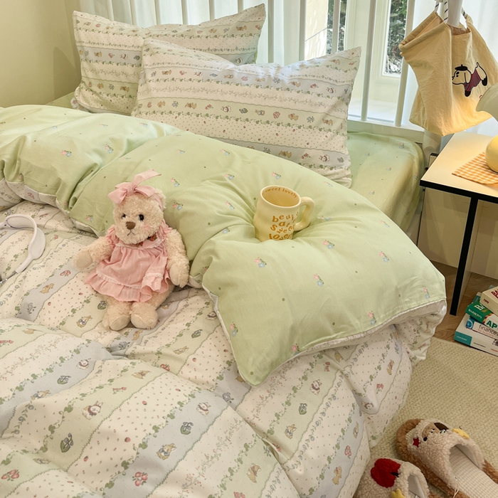 91家纺网 家纺一手货源 找家纺 盛馨家纺 2025年开学季秋冬新品小清新全棉学生三件套四件套床笠四件套跑量款系列 眠眠兔岛