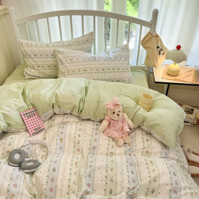 91家纺网 家纺一手货源 找家纺 盛馨家纺 2025年开学季秋冬新品小清新全棉学生三件套四件套床笠四件套跑量款系列 眠眠兔岛