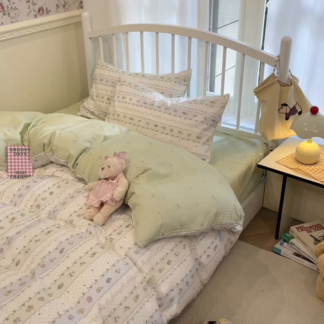 91家纺网 家纺一手货源 找家纺 盛馨家纺 2025年开学季秋冬新品小清新全棉学生三件套四件套床笠四件套跑量款系列 眠眠兔岛