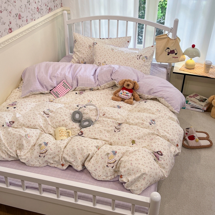 91家纺网 家纺一手货源 找家纺 盛馨家纺 2025年开学季秋冬新品小清新全棉学生三件套四件套床笠四件套跑量款系列 田园公主