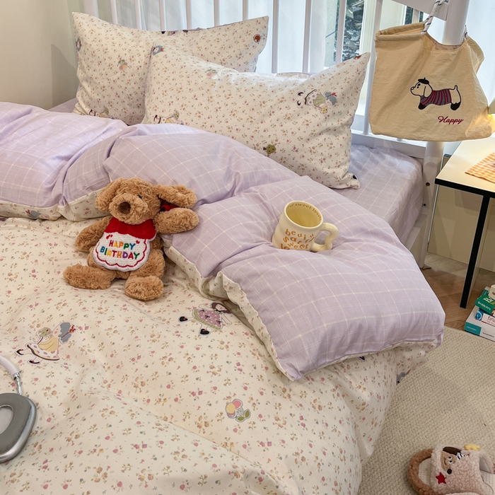 91家纺网 家纺一手货源 找家纺 盛馨家纺 2025年开学季秋冬新品小清新全棉学生三件套四件套床笠四件套跑量款系列 田园公主