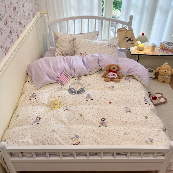 91家纺网 家纺一手货源 找家纺 盛馨家纺 2025年开学季秋冬新品小清新全棉学生三件套四件套床笠四件套跑量款系列 田园公主