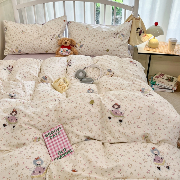 91家纺网 家纺一手货源 找家纺 盛馨家纺 2025年开学季秋冬新品小清新全棉学生三件套四件套床笠四件套跑量款系列 田园公主