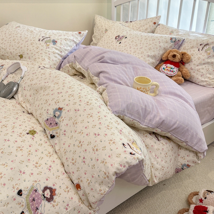 91家纺网 家纺一手货源 找家纺 盛馨家纺 2025年开学季秋冬新品小清新全棉学生三件套四件套床笠四件套跑量款系列 田园公主