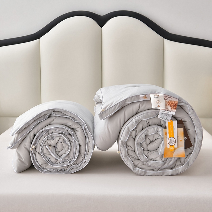91家纺网 家纺一手货源 找家纺 小牛席业 2025新款全棉小提花大豆立体二合一子母被系列 全棉小提花立体二合一子母被-提花灰色