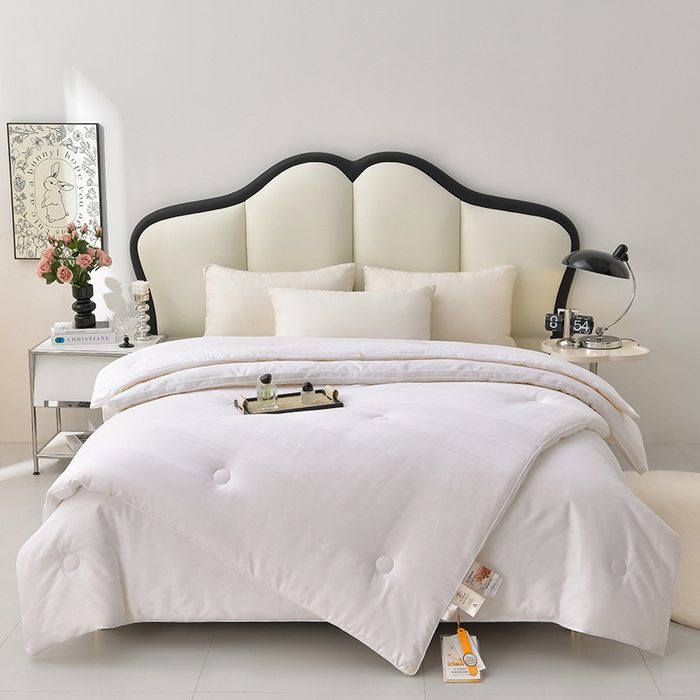 小牛席业 2025新款全棉小提花大豆立体二合一子母被系列 全棉小提花立体二合一子母被-提花白色