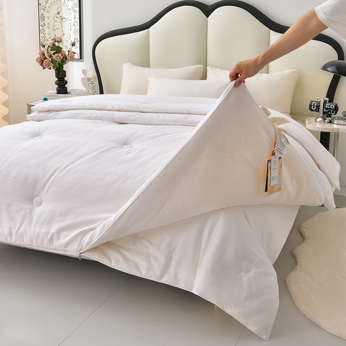 91家纺网 家纺一手货源 找家纺 小牛席业 2025新款全棉小提花大豆立体二合一子母被系列 全棉小提花立体二合一子母被-提花白色