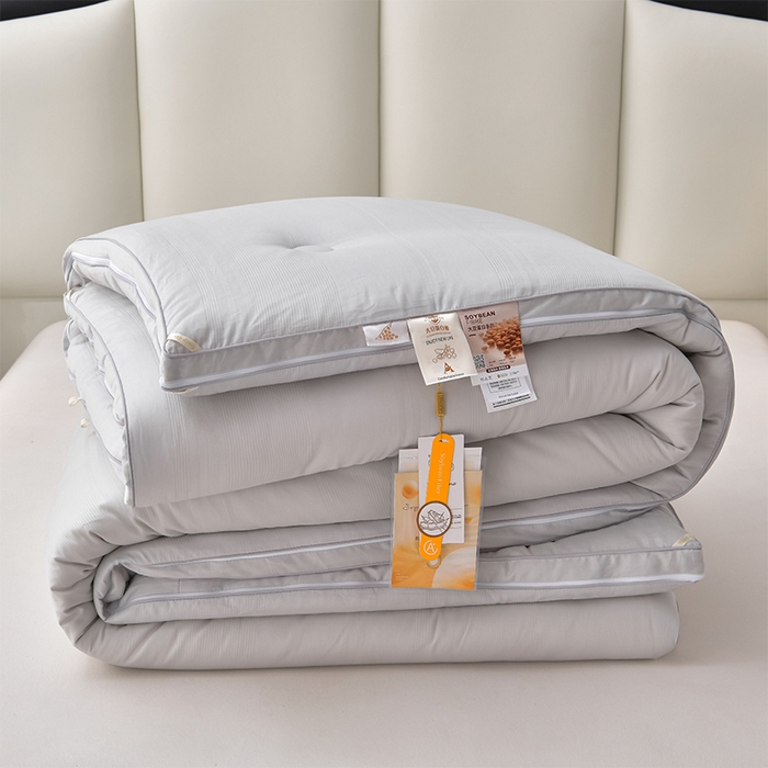 91家纺网 家纺一手货源 找家纺 小牛席业 2025新款全棉小提花大豆立体二合一子母被系列 全棉小提花立体二合一子母被-提花灰色