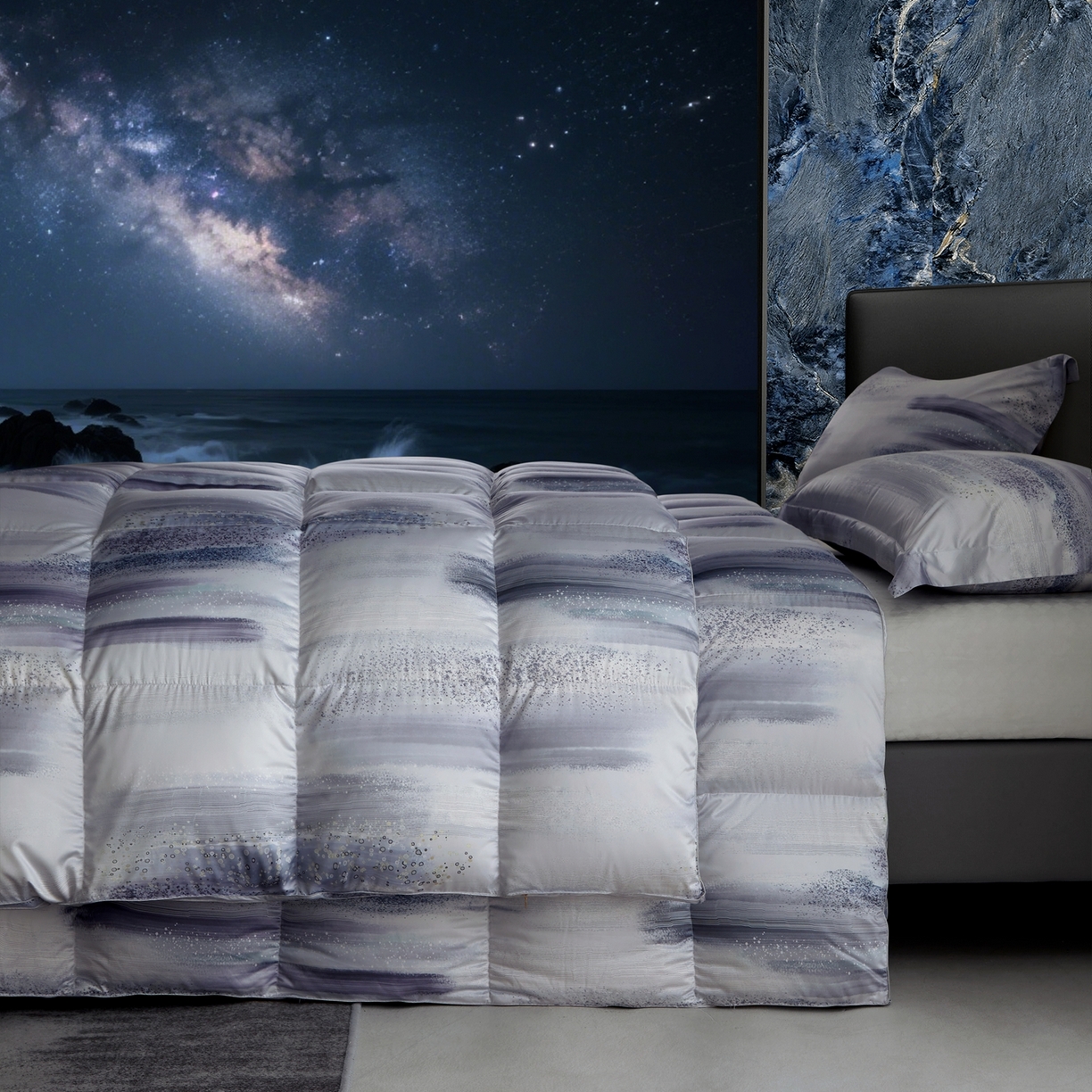 91家纺网 家纺一手货源 找家纺 织梦人羽绒工厂店2025新款羽绒被壳 莫代尔印花-琥珀之光紫