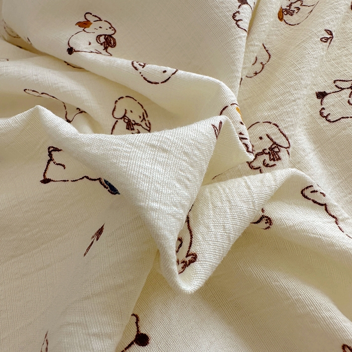 91家纺网 家纺一手货源 找家纺 思诺羽床笠 2025新款A类法式小清新皱皱纱花边蕾丝水洗棉床上四件套宿舍床笠三件套 兔兔世界