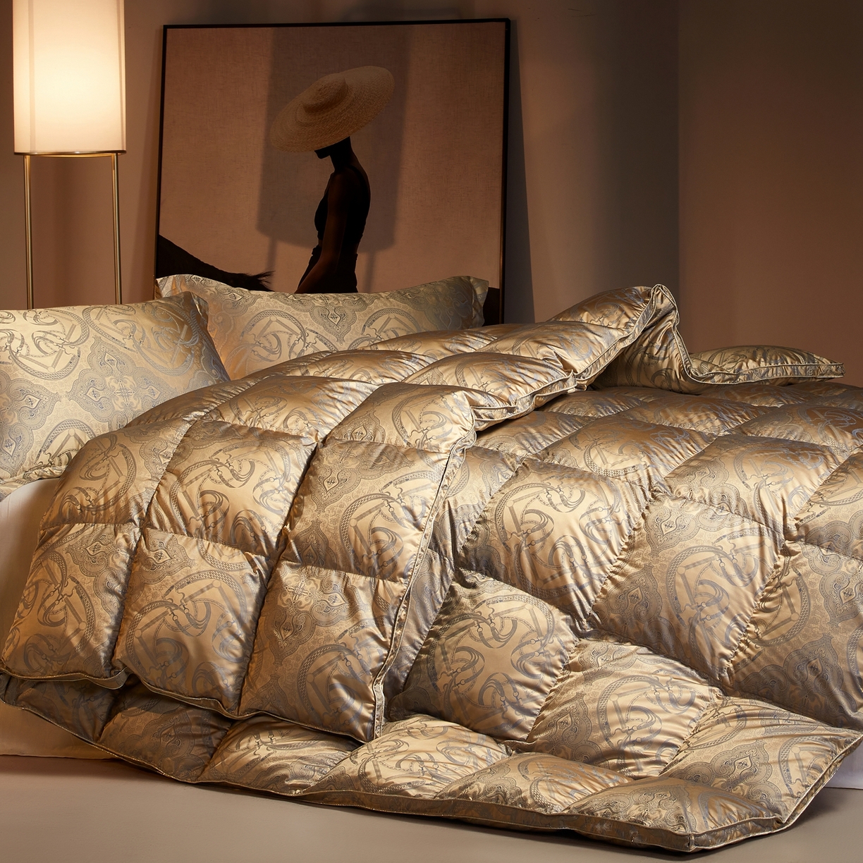 91家纺网 家纺一手货源 找家纺 织梦人羽绒工厂店2025新款羽绒被壳 高精密提花-爱玛金