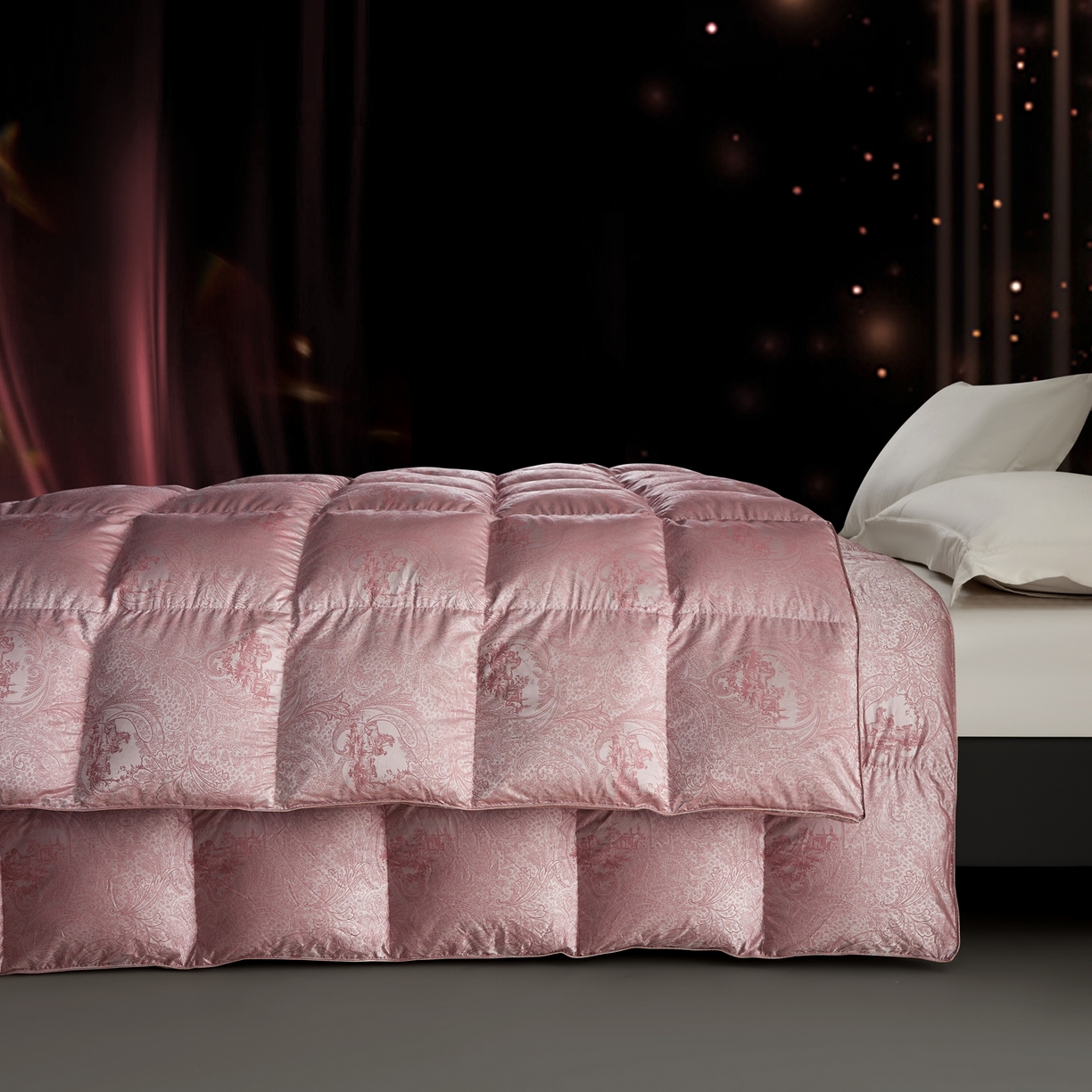 91家纺网 家纺一手货源 找家纺 织梦人羽绒工厂店2025新款羽绒被壳 高精密提花-罗马庄园豆沙