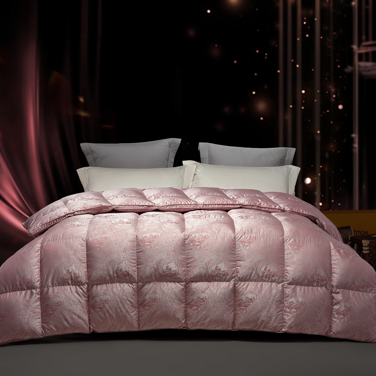 织梦人羽绒工厂店2025新款羽绒被壳 高精密提花-罗马庄园豆沙