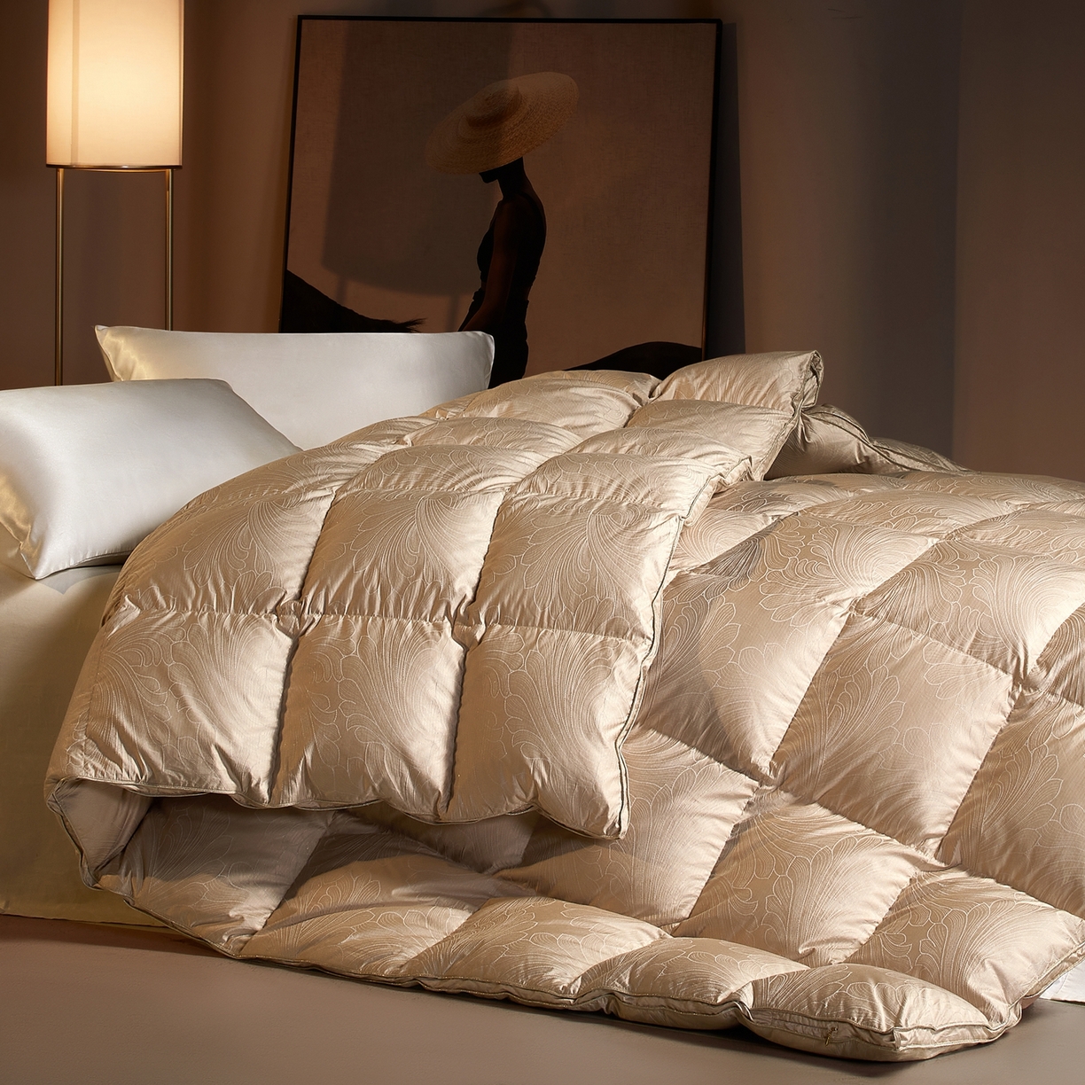 91家纺网 家纺一手货源 找家纺 织梦人羽绒工厂店2025新款羽绒被壳 高精密提花-蒙娜丽莎金