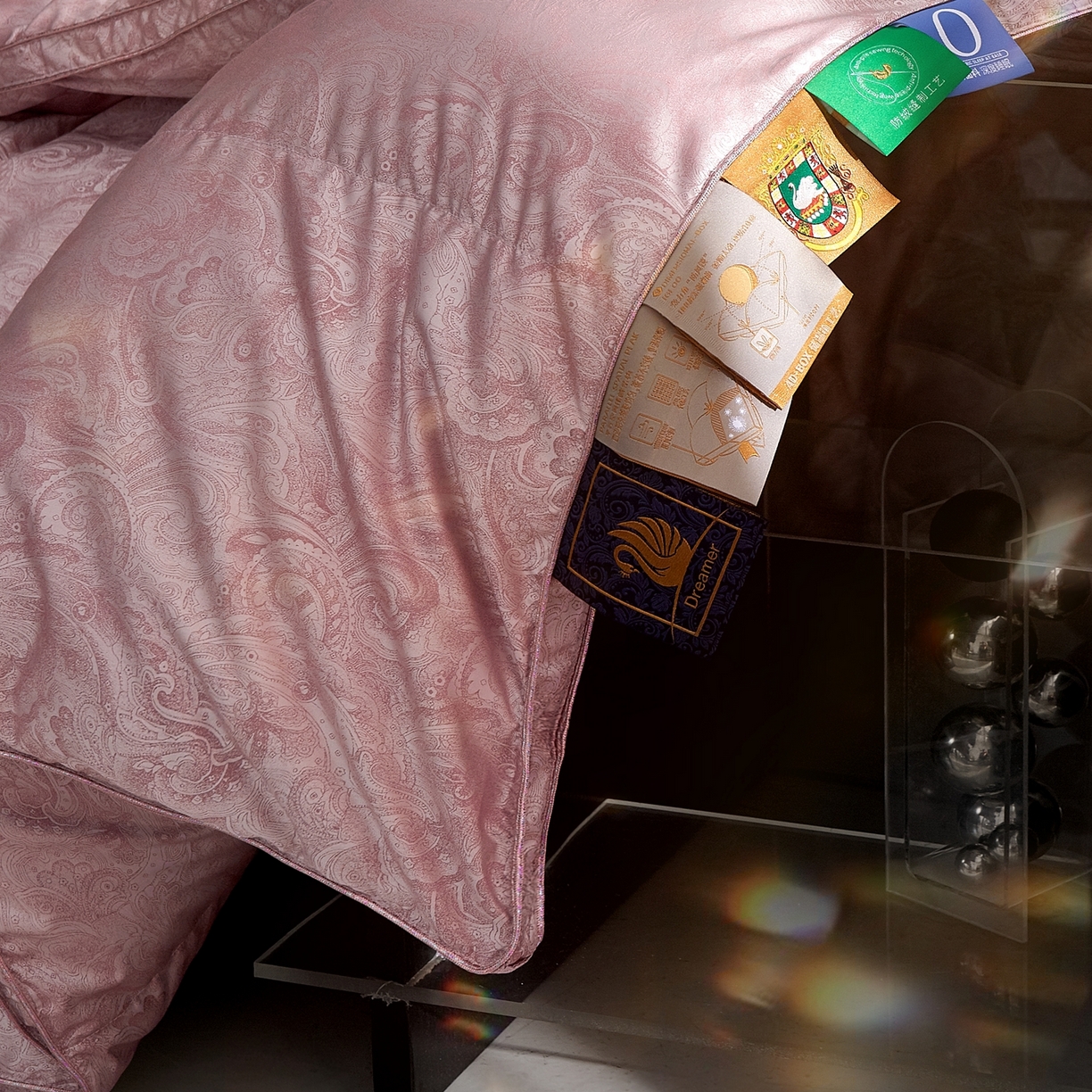 91家纺网 家纺一手货源 找家纺 织梦人羽绒工厂店2025新款羽绒被壳 高精密提花-水云豆沙