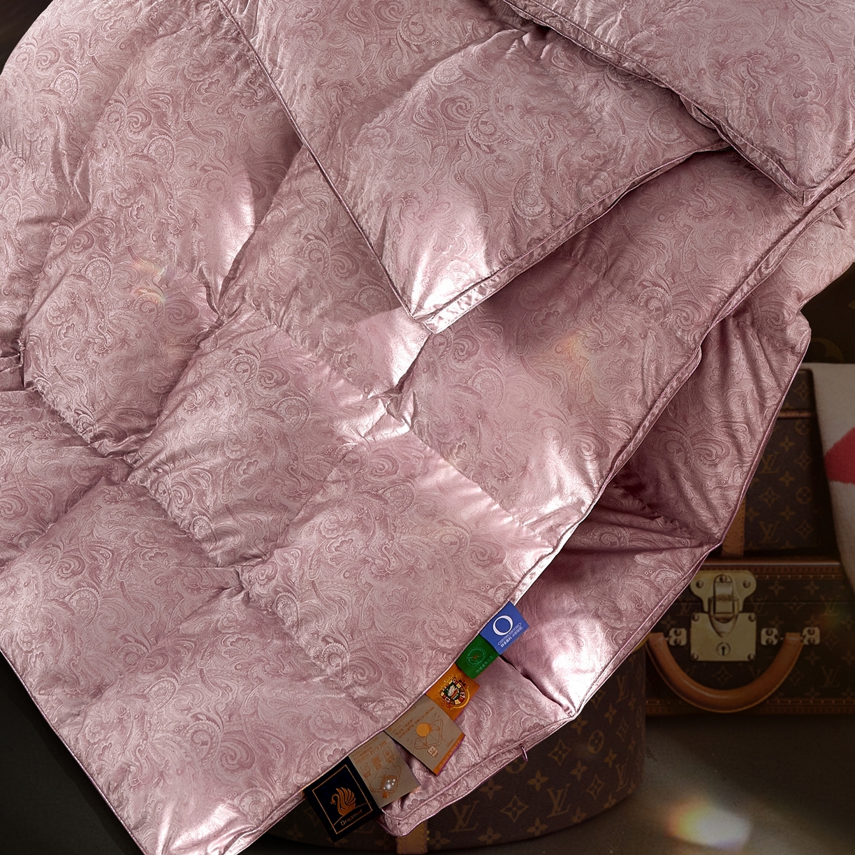 91家纺网 家纺一手货源 找家纺 织梦人羽绒工厂店2025新款羽绒被壳 高精密提花-水云豆沙