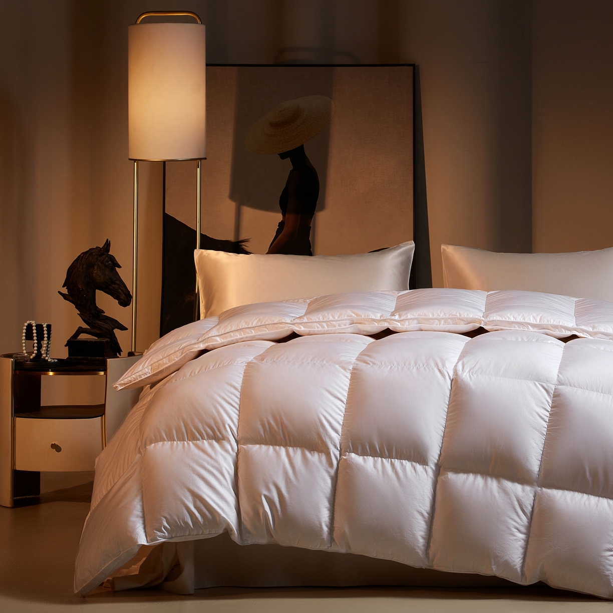 91家纺网 家纺一手货源 找家纺 织梦人羽绒工厂店2025新款羽绒被壳 莱赛尔-白