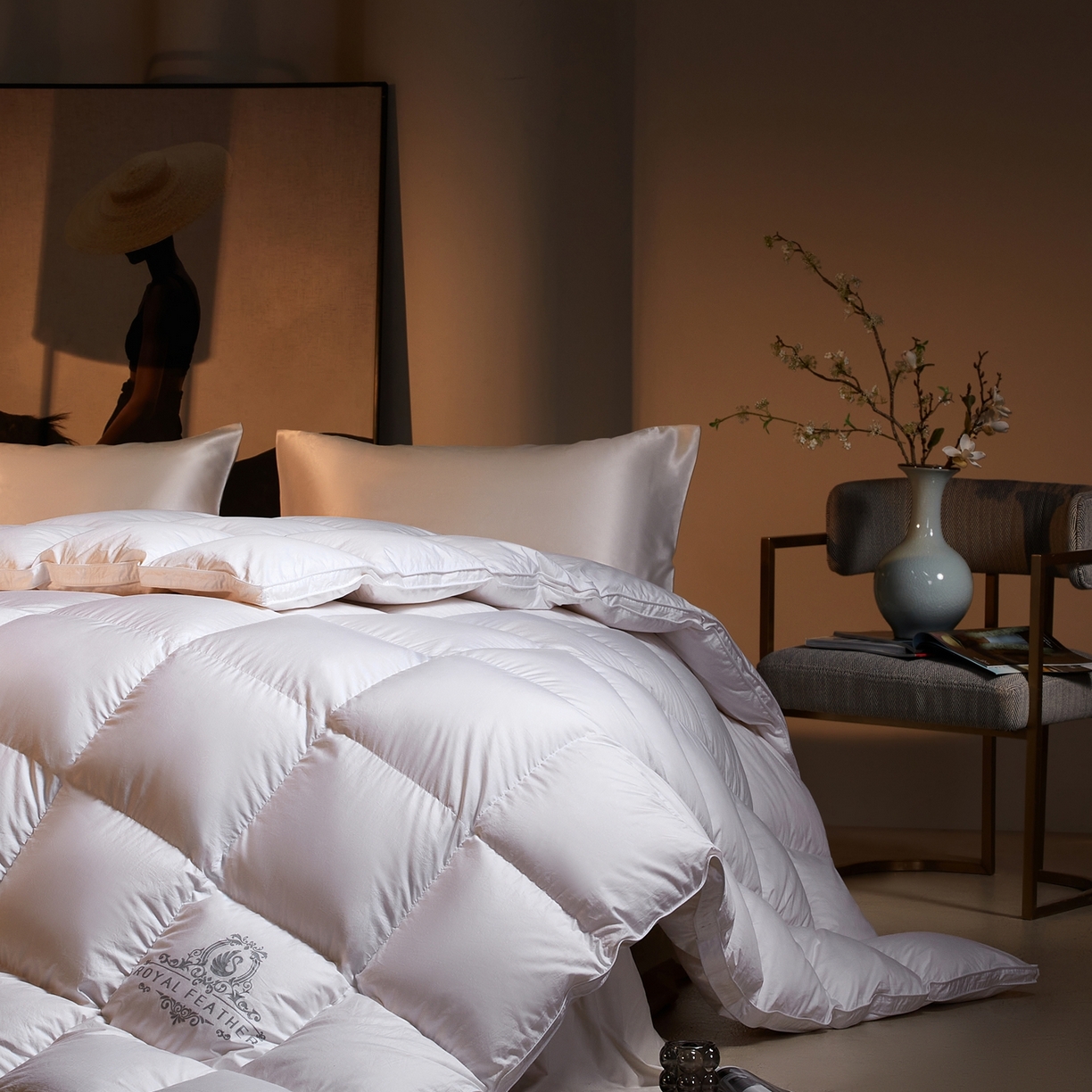 91家纺网 家纺一手货源 找家纺 织梦人羽绒工厂店2025新款羽绒被壳 莱赛尔-白