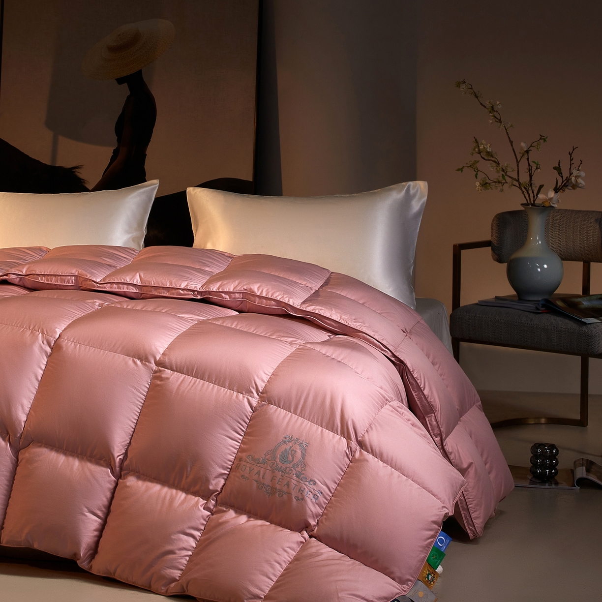 91家纺网 家纺一手货源 找家纺 织梦人羽绒工厂店2025新款羽绒被壳 莱赛尔-豆沙