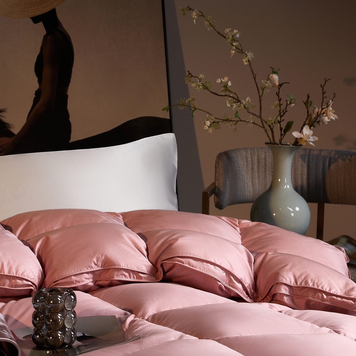 91家纺网 家纺一手货源 找家纺 织梦人羽绒工厂店2025新款羽绒被壳 莱赛尔-豆沙