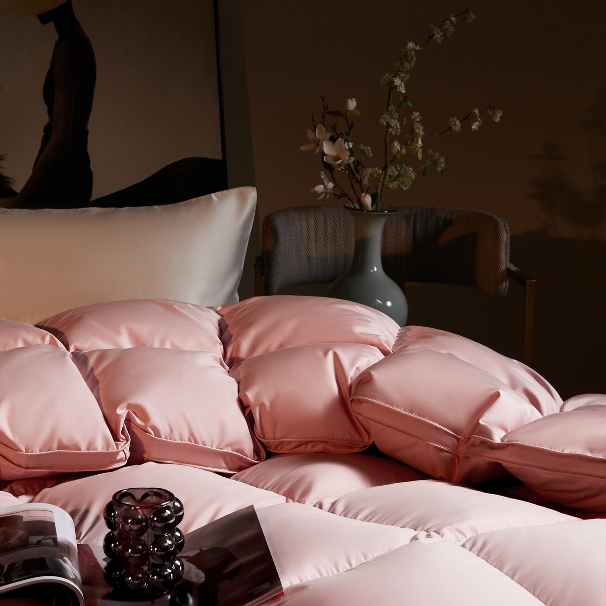 91家纺网 家纺一手货源 找家纺 织梦人羽绒工厂店2025新款羽绒被壳 莱赛尔-粉